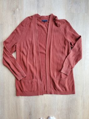 Lands' End Open-Front Cardigan in Rust
